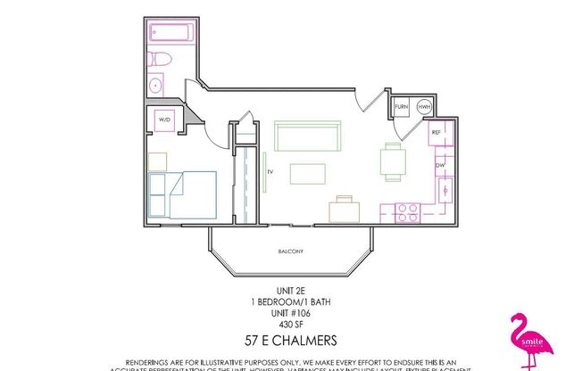 1 bed, 1 bath, 475 sqft, $1,215