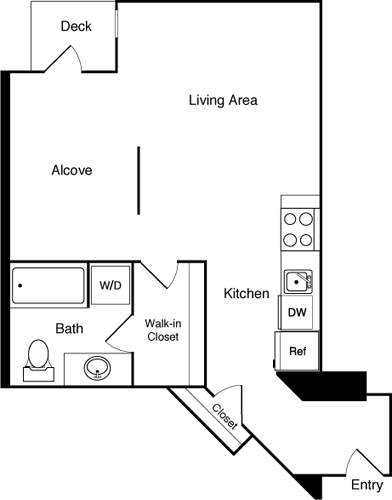 Studio, 1 bath, 688 sqft, $1,915, Unit 422
