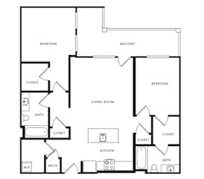 2 beds, 2 baths, 1,055 sqft, $2,181