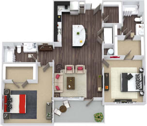 2 beds, 2 baths, 1,223 sqft, $1,734