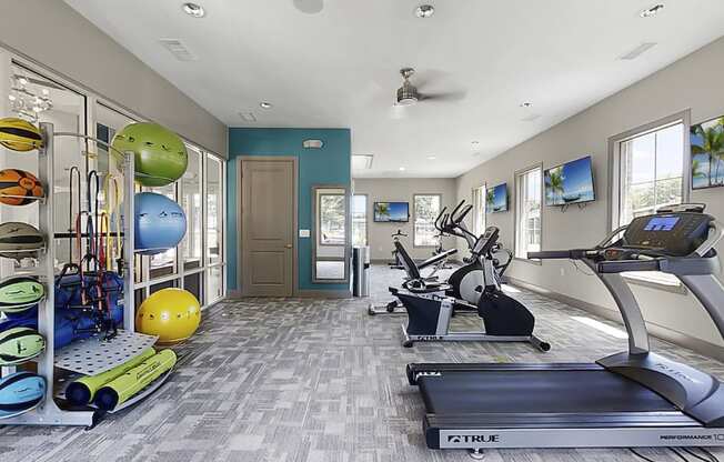 Fitness center with cardio, strength, and yoga equipment at The Madison Franklin, Tennessee, 37064