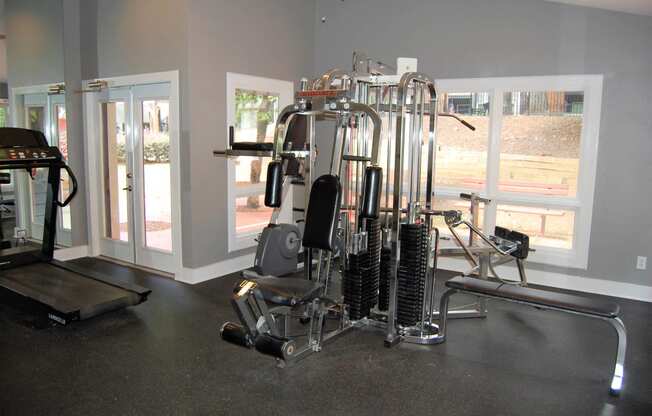 Fitness Center With Modern Equipment at The Pointe at Irving Park, Greensboro
