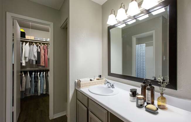 Spacious Bathroom with Closet at The Villas at Quail Creek Apartment Homes in Austin Texas