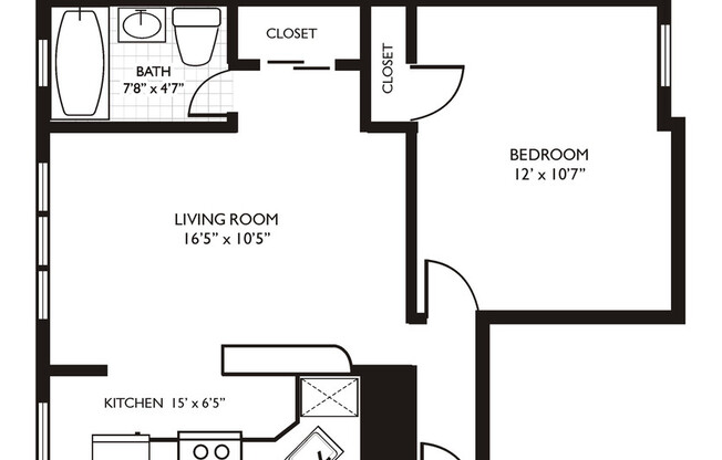 1 bed, 1 bath, 446 sqft, $1,795, Unit 402