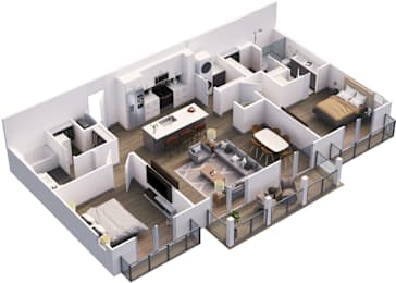 2 beds, 2 baths, 1,186 sqft, $2,661