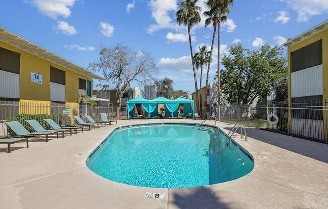 the swimming pool at our apartments in palm springs