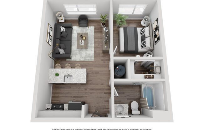 1 bed, 1 bath, 542 sqft, $1,199