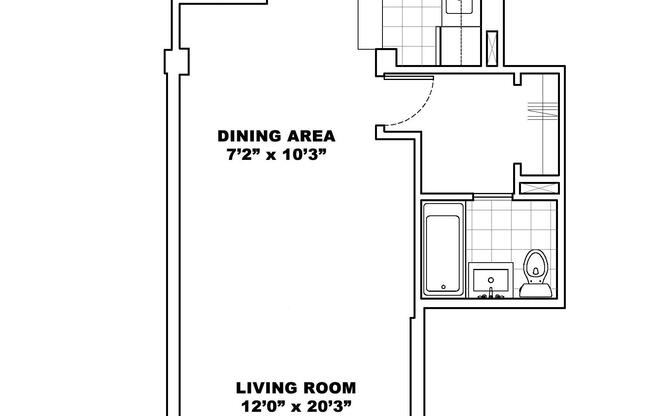 Studio, 1 bath, 500 sqft, $2,900, Unit 8-C