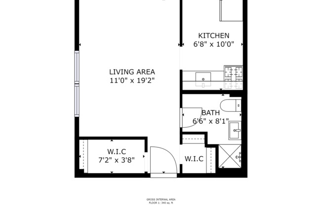 Studio, 1 bath, 257 sqft, $1,395, Unit #105