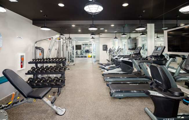Stylized Fitness Studio with Fitness on Demand at Abberly Solaire Apartment Homes, Garner, North Carolina