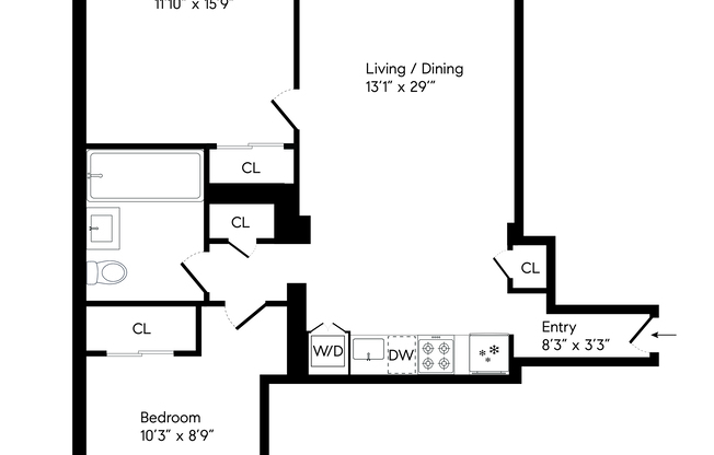 2 beds, 1 bath, $6,450, Unit 2A