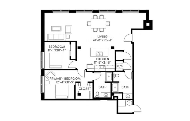 2 beds, 2 baths, 1,380 sqft, $3,400, Unit 304