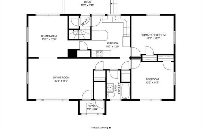 2 beds, 1 bath, 1,045 sqft, $2,900, Unit 6