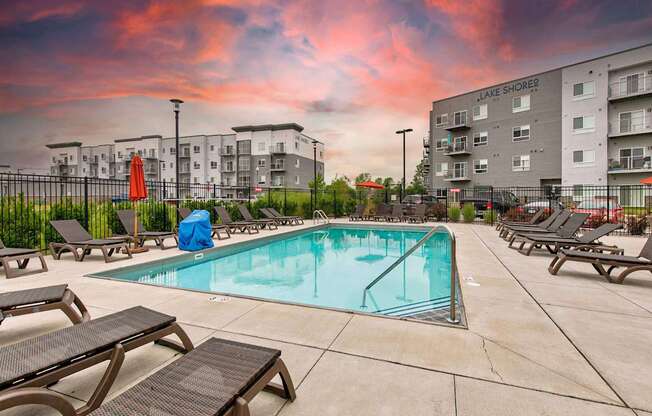 Twilight Pool at Lake Shore Apartments, Ankeny, IA
