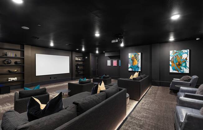 Cinema theater with comfortable seating at Cyan Craig Ranch apartments for rent