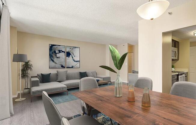 Spacious modern living room with L-couch and dining table for 6, at Prospect Place, New Jersey