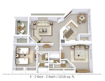 2 beds, 2 baths, 1,018 sqft, $1,175