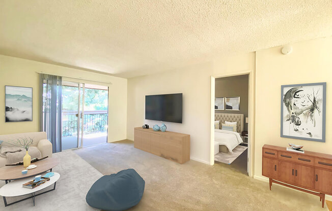 Living Room With TV at Carrington Apartments, Fremont, CA