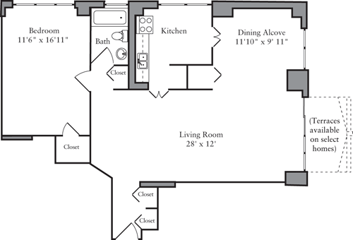1 bed, 1 bath, 973 sqft, $6,399, Unit 22A