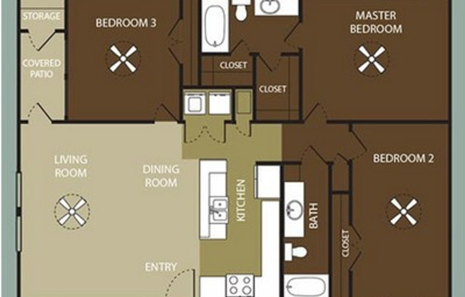 3 beds, 2 baths, 1,334 sqft, $1,734, Unit 2306