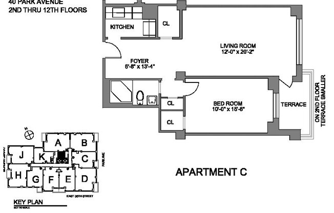 1 bed, 1 bath, 612 sqft, $5,950, Unit 11C