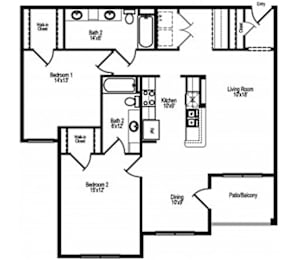 2 beds, 2 baths, 1,100 sqft, $1,569