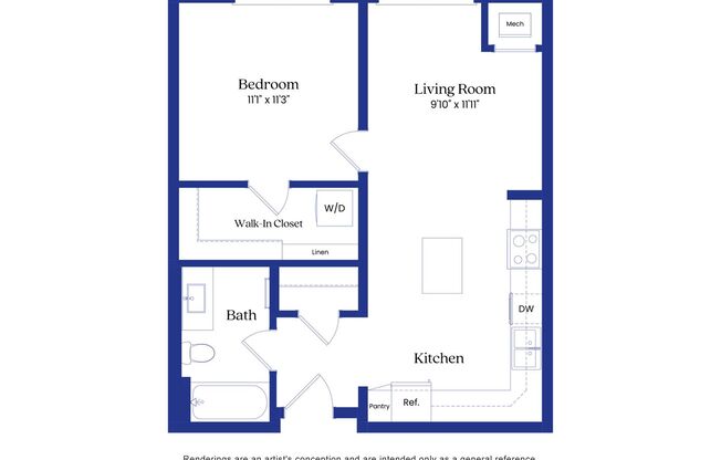 1 bed, 1 bath, 663 sqft, $1,489, Unit 119