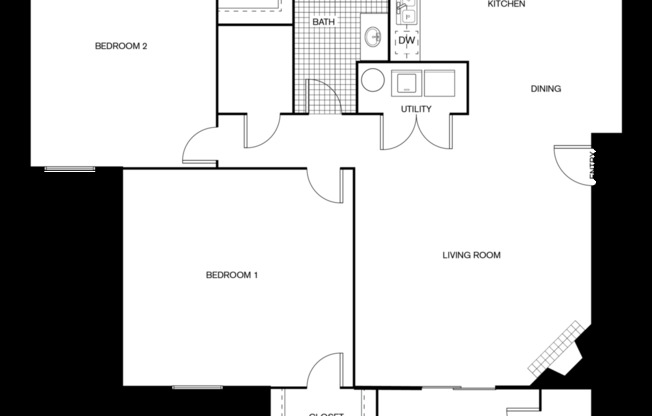 2 beds, 1 bath, 1,100 sqft, $1,345