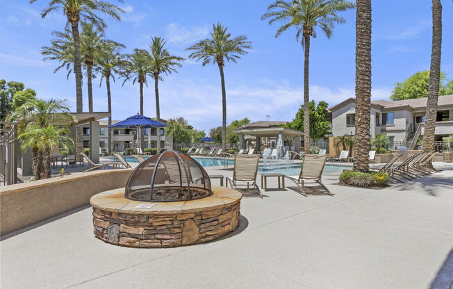 Enjoy a fire on the cooler nights with friends new and old at Adiamo Palm Valley, Goodyear, AZ