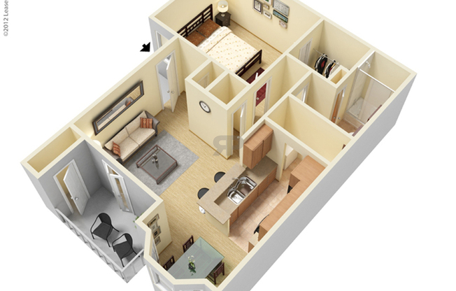 1 bed, 1 bath, 698 sqft, $1,280