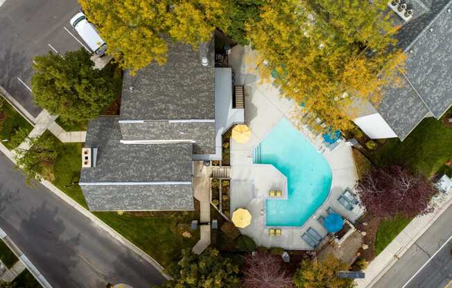 Clover Creek Apartments Overhead View of Pool Area