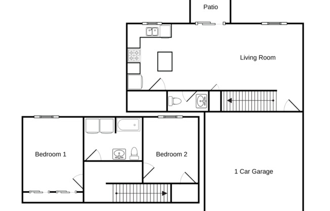 2 beds, 1.5 baths, 1,206 sqft, $1,545