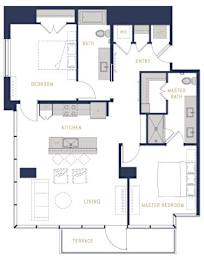 2 beds, 2 baths, 1,098 sqft, $3,417