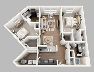 2 beds, 2 baths, 1,168 sqft, $1,884