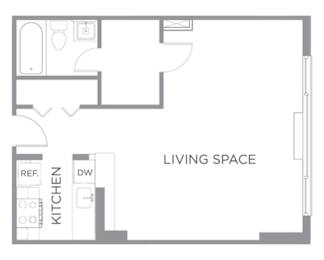 Studio, 1 bath, 391 sqft, $1,369