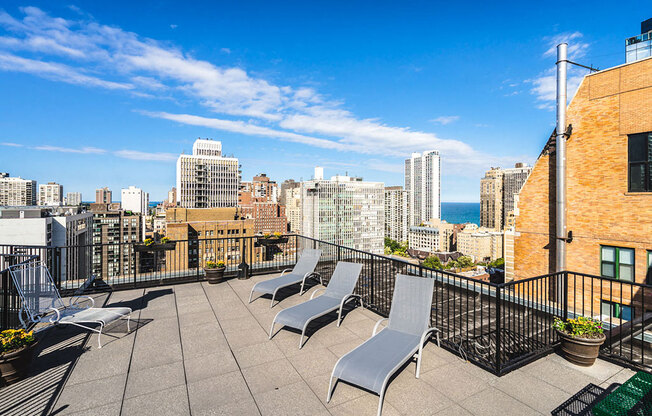 Roof Deck and Entertainment Bar at 14 West Elm Apartments, Illinois, 60610