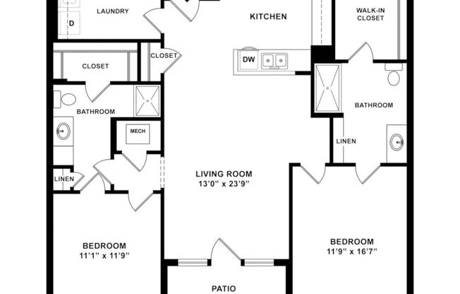 2 beds, 2 baths, 1,272 sqft, $1,799