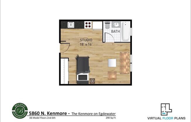 Studio, 1 bath, 278 sqft, $1,375, Unit 506