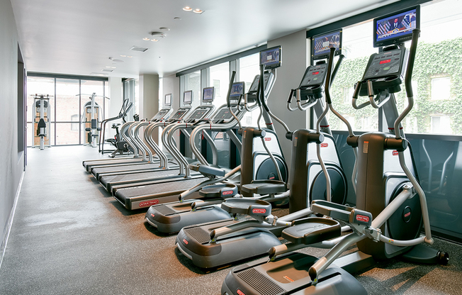 Cardio stations at the club-quality 24-hour fitness center!