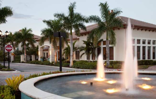 Outdoor fountain with lighting