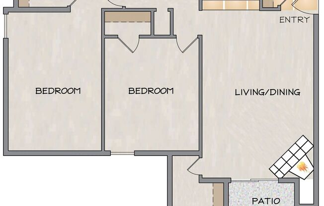 2 beds, 2 baths, 1,075 sqft, $1,395, Unit 10B-202