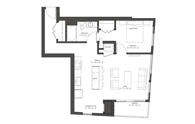 1 bed, 1 bath, 785 sqft, $1,530, Unit 411