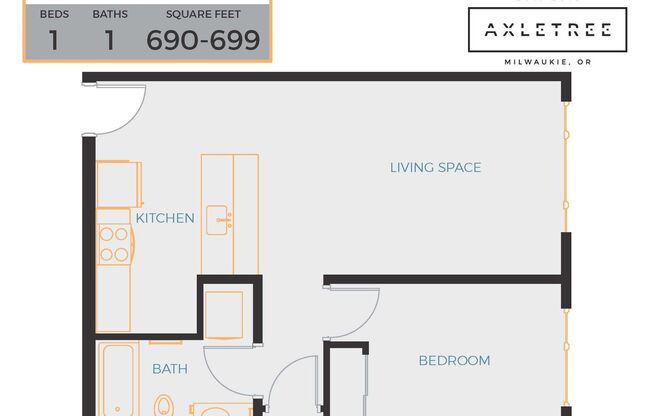 1 bed, 1 bath, 690 sqft, $1,735, Unit 528