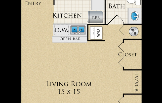 Studio, 1 bath, 450 sqft, $894