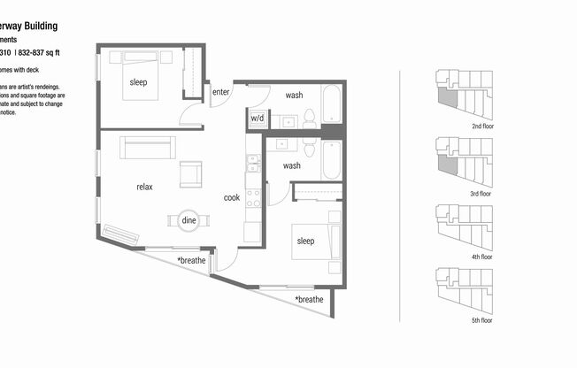 2 beds, 2 baths, 832 sqft, $3,175, Unit 210