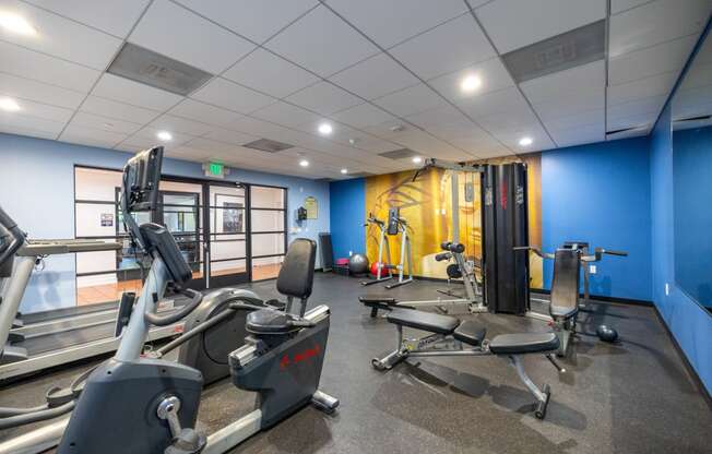 state of the art gym equipment at hawkeye pointe apartments