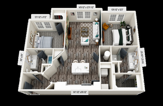 2 beds, 2 baths, 1,202 sqft, $2,083