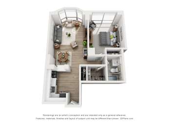 1 bed, 1 bath, 742 sqft, $2,724