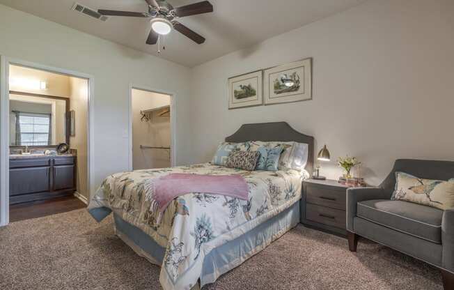 Apartments in Spring TX - Edgewater at Klein - Spacious Bedroom with Plush Carpeting, Private Bathroom and Large Closet