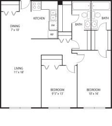 2 beds, 2 baths, 945 sqft, $1,930